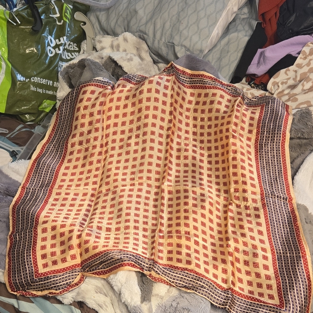 Vintage Geometric Silk Scarf